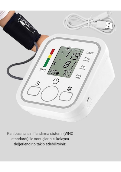 Zengemtx Üst Koldan Ölçüm Dijital Tansiyon Aleti Ihb Aritmi Uyarılı Ve Çift Hafızalı Kopya