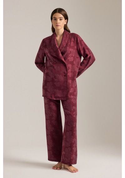 Aker Bordo Dokulu Beli Lastikli Pijama Altı Bordo Bordo