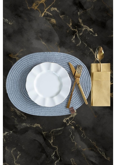 Vos Versa Amerikan Servis Tekli Supla Lux Sunum Tabak Altlığ - Oval Gri Vvhm0042-399 - Gri