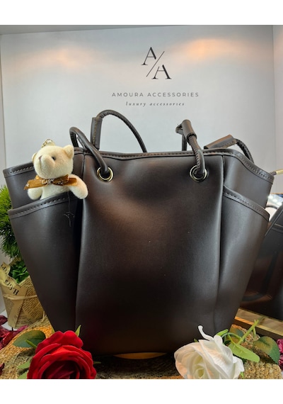 Amoura Moura Accessories Lüks Tasarım Bayan Omuz Ve Kol Çantası Koyu Kahverengi