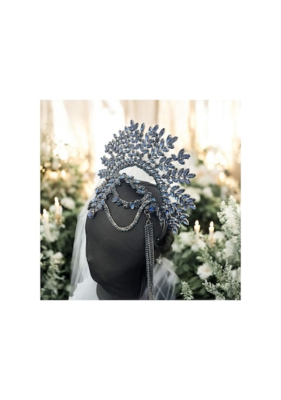 Alınlıklı Büyük Gelin,kına,nişan,söz,after,bride,party Taç Lacivert - 694985918 Lacivert