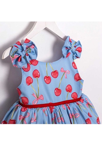 Ministok Shine Cherry Askılı Kız Çocuk Elbise Mavi