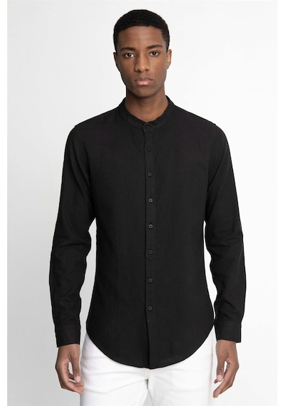 Tudors Slim Fit Dar Kalıp Uzun Kol Hakim Yaka Pamuklu Keten Efekt Siyah Gömlek-27027-siyah Siyah Tudors Slim Fit Dar Kalıp Uzun Kol Hakim Yaka Pamuklu Keten Efekt Siyah Gömlek-27027-siyah Siyah