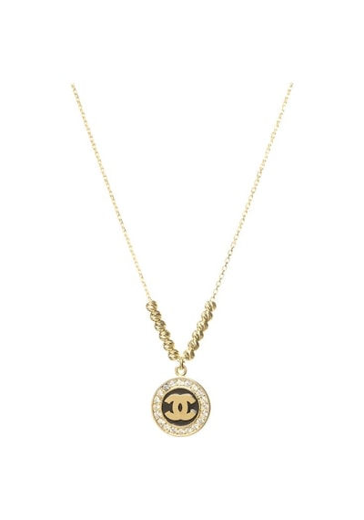 Taşlı Chanel Model Dorika Altın Kolye Sarı Altın