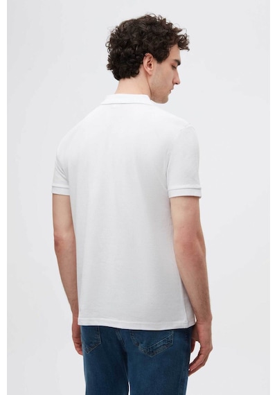 D's Damat Ds Damat Regular Fit Beyaz Pike Dokulu %100 Pamuk Kıvrılmaz Polo Yaka Nakışlı T-shirt 4HC14ORT51000 Beyaz