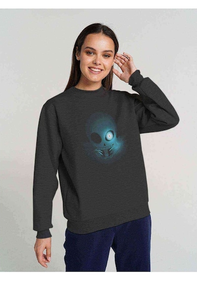 Undertale Gölge Baskılı Füme Antrasit Kadın Sweatshirt