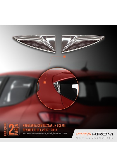 intakrom Renault Clio 4 Krom Cam Rüzgarlık Üçgeni 2 Parça - 2012-2018