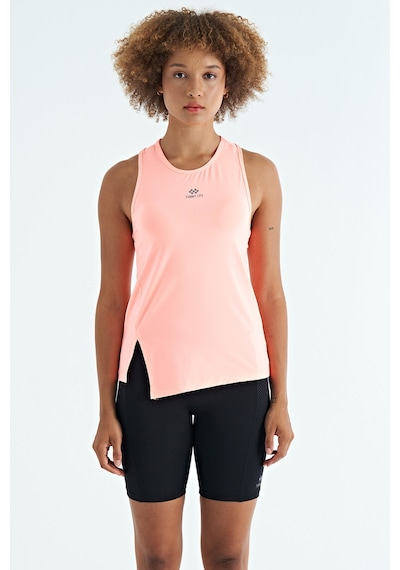 Tommy Life Yavruagzı Yırtmaç Detaylı O Yaka Sıfır Kollu Standart Kalıp Kadın Spor Atlet - 97256 Yavru Ağzı