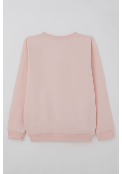 Breeze Kız Çocuk Sweatshirt Triko Papatya Aplikeli 4-8 Yaş , Pudra