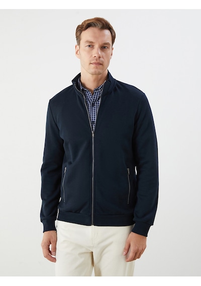 Lcwaıkıkı Classic Lacivert Dik Yaka Uzun Kollu Erkek Fermuarlı Sweatshirt