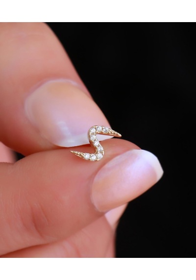 14 Ayar Altın Kıvrımlı Tragus Piercing Sarı Altın