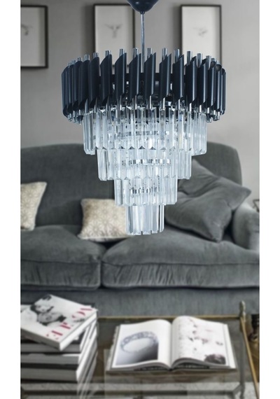 Zamira 45 Cm'lik Slver Kristal Taşlı Lüks Avize - Yatak Odası - Salon - Mutfak - Hol Gümüş