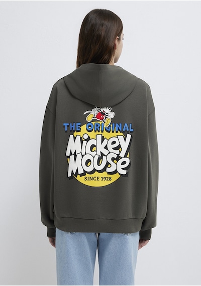 Mavi - Mickey Mouse Sırt Baskılı Haki Sweatshirt 1s10521-71553 Yeşil