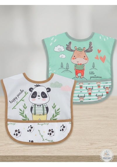 Set Kısa Kollu Bağlamalı Ayarlanabilir Sıvı Geçirmez Aktivite ve Mama Önlüğü Çok Renkli 2'li