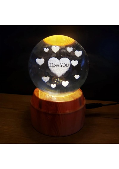 Cam Küre I Love You Tasarım Standlı