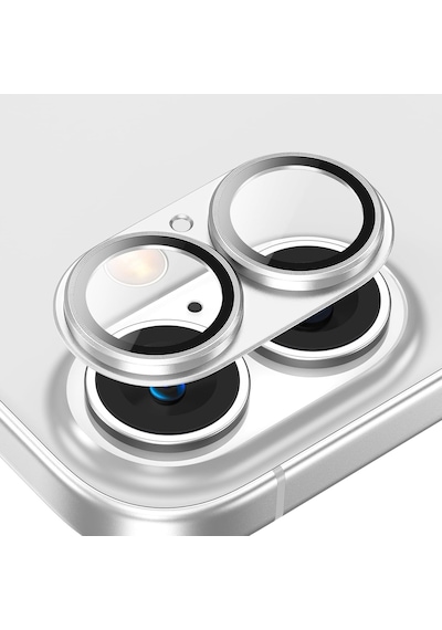 Apple Uyumlu iPhone 16/16 Plus Lens Koruyucu Halka Set-al3130 Gümüş