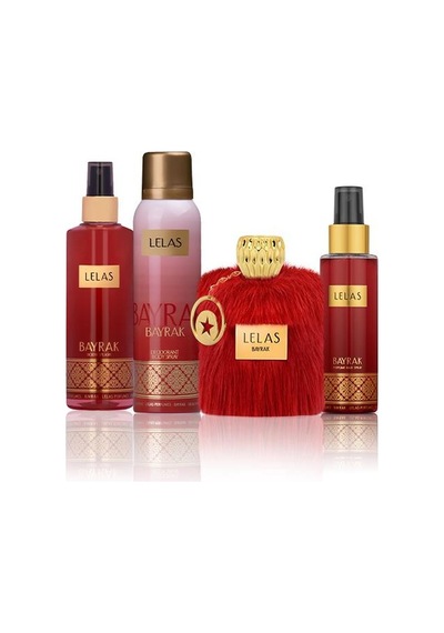 Lelas 1578 Bayrak Siyah Kutulu Hediyelik Set Parfüm + Deodorant + Vücut Spreyi + Saç Spreyi