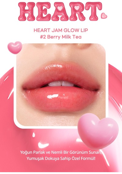 Yoğun Nemlendirici, Parlak Bitişli Balm Perıpera Heart Jam Glow Lip 2 Berry Milktea Berry Milktea