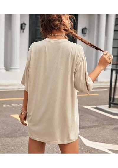 Kozia Outdoors Malkoçbey Baskısız Oversize Unisex Basic T-şhirt Bej Bej