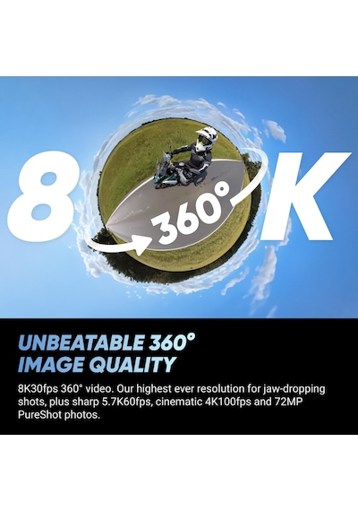 Insta360 X4 Motorrad Edition Aksiyon Kamerası, 360 8k Su Geçirmez Aksiyon Kamerası, 4k Geniş Açılı Video, Görünmez Selfie Çubuğu Efekti, Çıkarılabilir Lens Kapakları, 135 Dakika Pil Ömrü