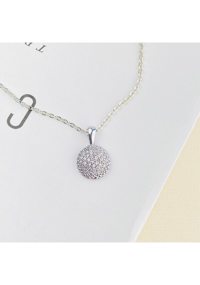 Yuvarlak Kolye Kadın Full Zirkon Taşlı Silver Kolye 45cm Gümüş