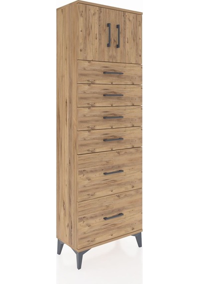 Arges Dolap Tek Raflı 6 Çekmeceli 2 Kapaklı 60x30x182 Çam-çam Çam Arges Dolap Tek Raflı 6 Çekmeceli 2 Kapaklı 60x30x182 Çam-çam Çam