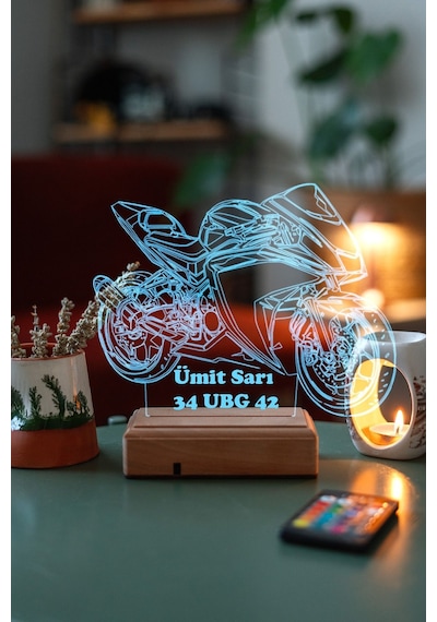 Yamaha R25 Motor 16 Renk Kumandalı 3d Gece Lambası