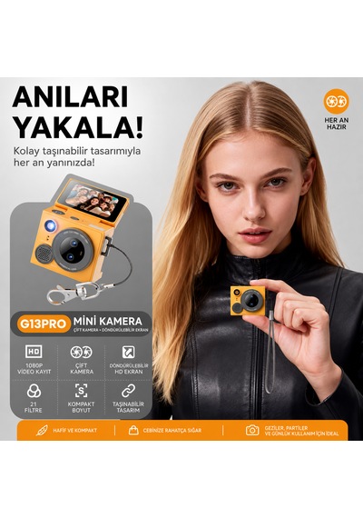 Bubitechh G13 Pro 1080P Mini Kamera Kompakt Dijital Fotoğraf Makinesi