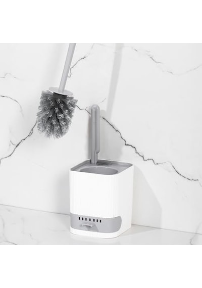 Porsima 2026 Pratik Temizlik Tuvalet Fırçalığı Banyo Tuvalet Fırçası Wc Fırçası - Gri Beyaz Açık Ahşap