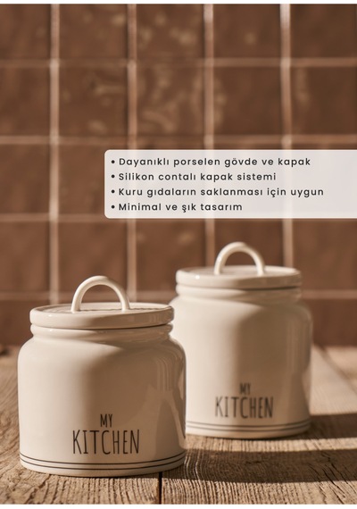 Bella Maison My Kitchen 3'lü Porselen Kavanoz Seti Beyaz 500 Cc Beyaz