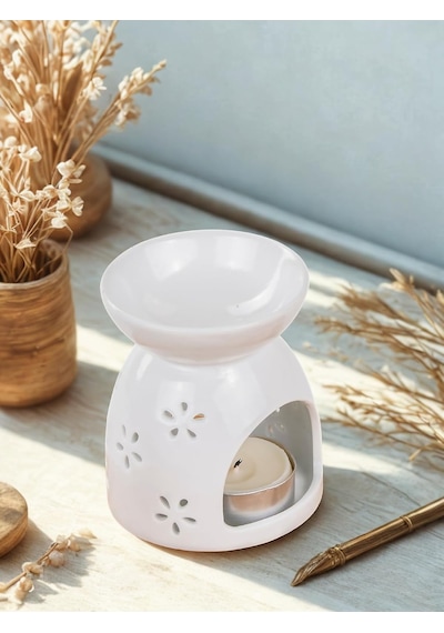 Mukko Home Love Yazılı Kalpli Beyaz Porselen Buhurdanlık - Aromaterapi Ve Dekoratif Mumluk,beya Standart