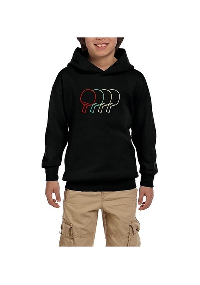 Zepplin Giyim Ping Pong Table Tennis Rackets Siyah Çocuk Kapşonlu Sweatshirt Siyah