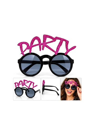 Fuşya Simli Party Yazılı Parti Gözlüğü Diğer