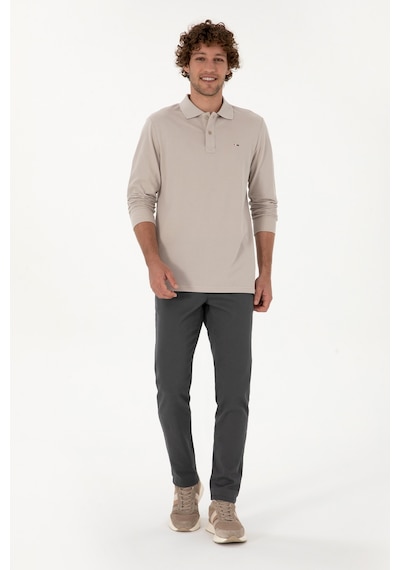 U.S. Polo Assn. Erkek Regular Fit Polo Yaka Taş Basic Sweatshirt 50315941-VR049