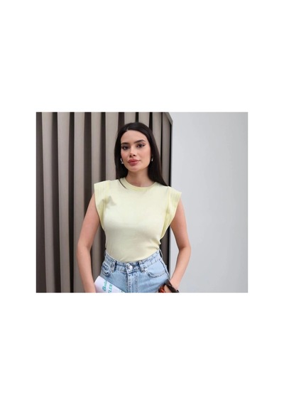 Çınar Boutique Omuzu Taşlı T Kol Tişört Sarı Sarı
