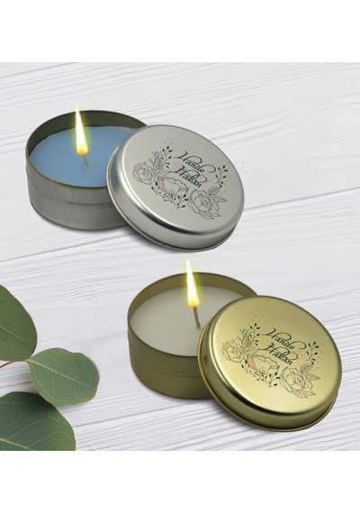 Bk Gift Kişiye Özel Çift Tasarımlı Silver Ve Gold Metal Kutuda Kokulu Mum Hediye Seti - 5, Ev Hediyesi, Sevgiliye, Arkadaşa Hediye, Kokulu Mum Sarı