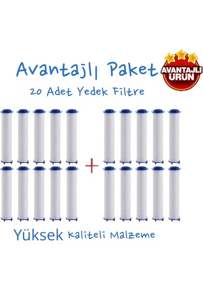Truva 20 Adet Yedek Kireç Önleyici Filtre Avantajlı Paket Beyaz