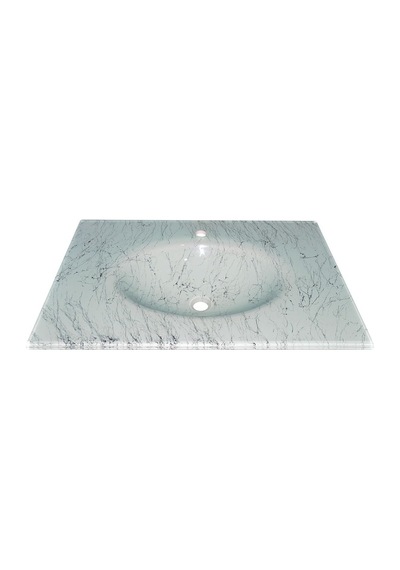 Cam Lavabo Mermer Desen Gümüş 100 x 56 CM