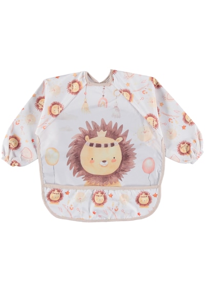 Bebechi Bambino Kids Uzun Kollu Mama Ve Aktivite Önlüğü 6-24 Ay Beyaz - Turuncu