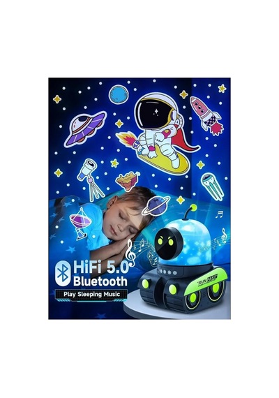Robot Spacewalker Led Projeksiyonlu Gece Lambası Bluetooth Hoparlör Night Light Projector