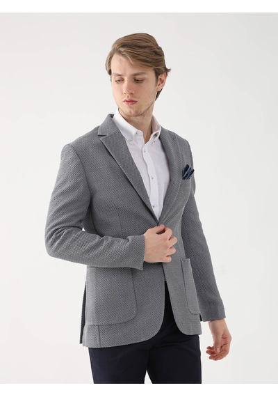 Dufy Gri Erkek Slim Fit Mono Yaka Ceket - 95384 Gri