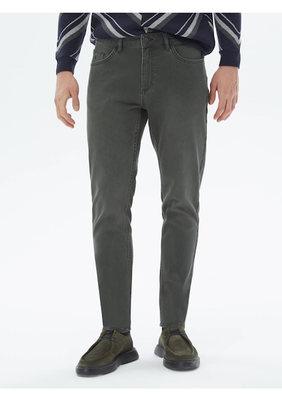 Kip Haki Slim Fit Denim Pamuk Karışımlı Pantolon Çok Renkli