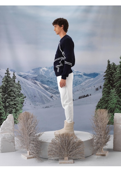 Xint Lacivert Yumuşak Dokulu Regular Fit Kazak 801813