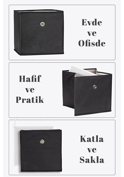 Dolap Içi Çamaşır Oyuncak Düzenleyici Kapaksız Saklama Kutusu Organizer 30x30x30 Cm 1 Adet Gri-beyaz