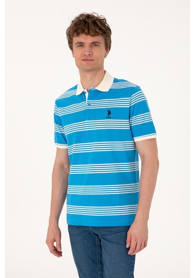 U.S. Polo Assn. Erkek Regular Fit Polo Yaka Turkuaz Çizgili Tişört 50306826-VR093