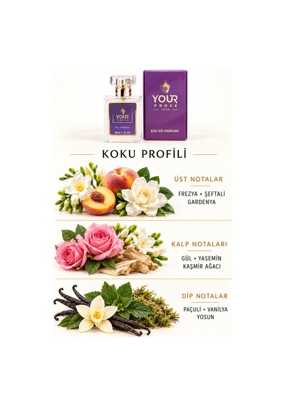 Your Prose K123 Şeftali, Gardenya Ve Paçuli Notalı Meyvemsi Çiçeksi Kadın Parfümü Edp 50 Ml - 8690352000012yp123 Meyveli