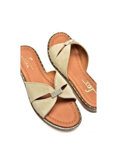 Fox Shoes U291290002 Bej Süet Kadın Terlik Bej-süet Çok Renkli