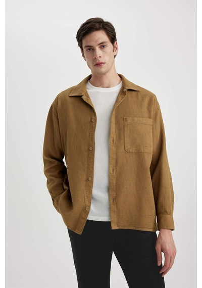 DeFacto Oversize Geniş Kalıp Polo Yaka Waffle Uzun Kollu Gömlek C2841AX24SPKH502 DeFacto Oversize Geniş Kalıp Polo Yaka Waffle Uzun Kollu Gömlek C2841AX24SPKH502