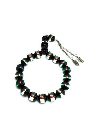 Yeşil Sürmeli Maskot Boy Toz Kehribar Tesbih