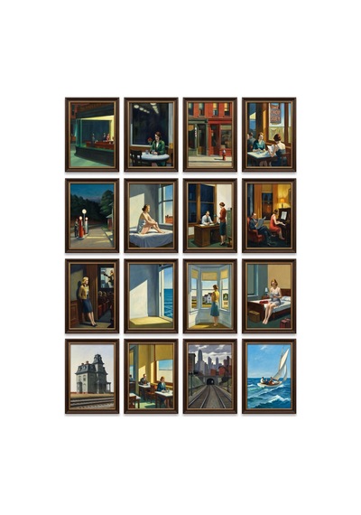 Edward Hopper Tabloları 16'lı Sticker Seti Laptop Defter Planlayıcı Etiketi Çok Renkli